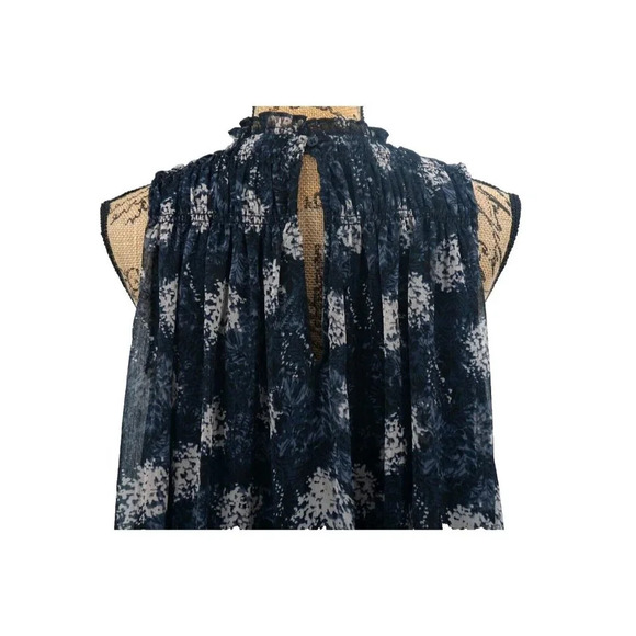 JOIE Mini Dress Womens Small High Neck Lined Sleeveless Floral Flowy - Picture 6 of 8